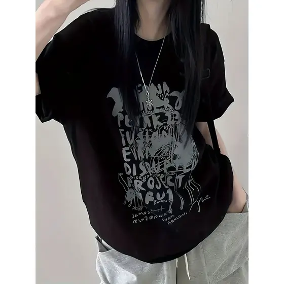 Camiseta Feminina Y2K Crânio Floral Trendy Jovens Única 100% algodão