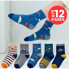 Kit de 3 até 12 Pares Meia Infantil Menino Masculino Criança Colorida Estampada