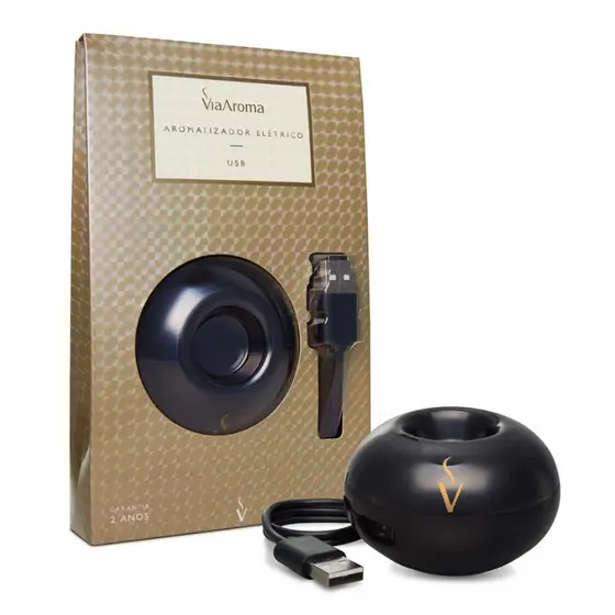 Difusor Aromatizador Eletrico USB Black Via Aroma