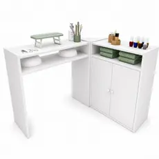 Mesa Manicure Em L Para Salão De Beleza Portas Spa Designer Moderno Kit Apoio Mãos Unhas Completo