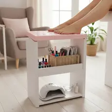 Apoio Para Pés Manicure Pedicure Expositor Com Nichos Para Esmaltes Suporte Móvel Multiuso Kit