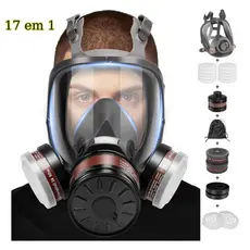 Kit Máscara Respirador Respirador C/ Filtro Carvao Ativo-17 em 1 Máscara Pintura Automotiva Completa Kit