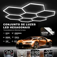 6500K Luminária LED Bivolt em Colmeia 3 Cores Led 5 Células para Estetica Automotiva Showroom