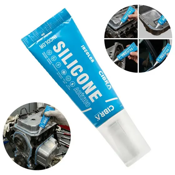 Cola Silicone Acético Incolor 50g Alta Temperatura Bisnaga Vedação Pias Box Banheiro Madeira Forte