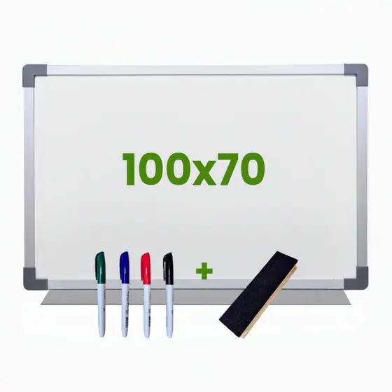 Lousa Escolar Quadro Branco Moldura MDF Aluminizado 100x70
