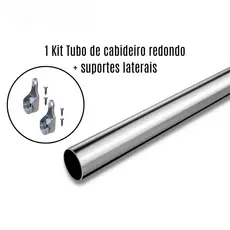 Kit Tubo Cabideiro Redondo Arara para Guarda Roupa Sobe Medida