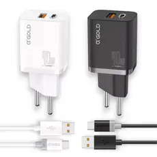 Carregador A'Gold CA42-3 Turbo 40W USB + USB-C 9.1A com Cabo USB-C Carga Rápida