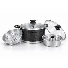 Panela Multiuso 3 em 1 Alumínio | Cuscuzeira + Forma de Pudim + Vapor Legumes