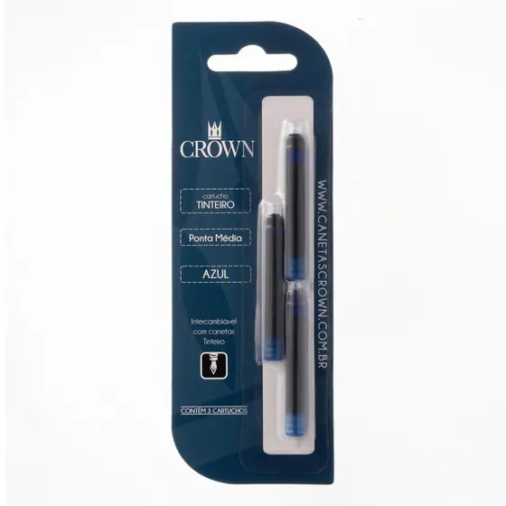 CARGA CARTUCHO CROWN TINTEIRO Cor: Azul e Preto original loja oficial  envio imediato full
