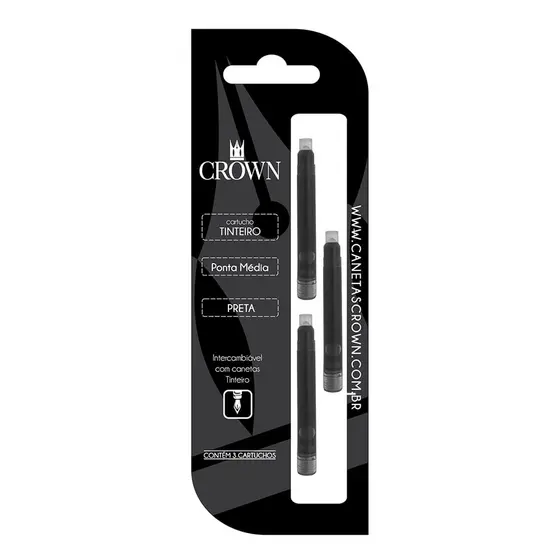 CARGA CARTUCHO CROWN TINTEIRO Cor: Preta E AZUL ORIGINAL