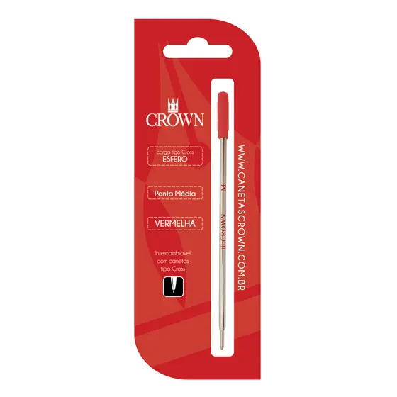 CARGA CROWN ESFEROGRAFICA TIPO CROSS Cor: Vermelho | CA12009V