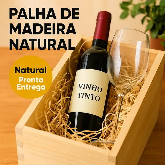 Palha de Madeira Pinus Natural 1kg para Cestas Presentes Decoração e Proteção de Produtos