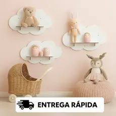 Prateleira Decorativa Nuvem MDF Branco – Nicho Infantil Parede Quarto Bebê Menina Menino