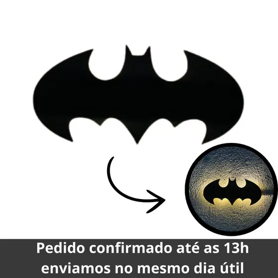 Luminária Abajur Batman LED Decoração Temática para Quarto Infantil