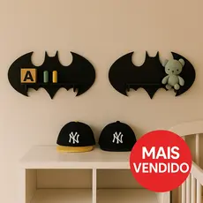 Prateleira Decorativa Batman MDF Preto – Nicho Infantil Geek Super-Herói Parede Quarto
