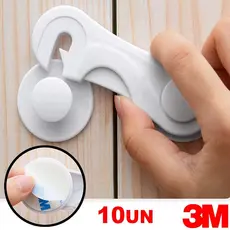 Kit Trava De Gaveta Armário Porta Segurança Bebê Proteção Criança Adesivo 3M – Kit com 2, 5 ou 10 Unidades
