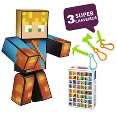 Boneco Articulado Minecraft Lopers com 3 Chaveiros