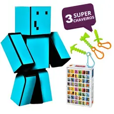 Boneco Articulado Minecraft Problem com 3 Chaveiros