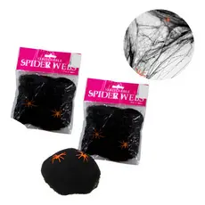 Kit 4 Teia De Aranha Falsa Para Decoração Halloween Preta com 2 Aranhas