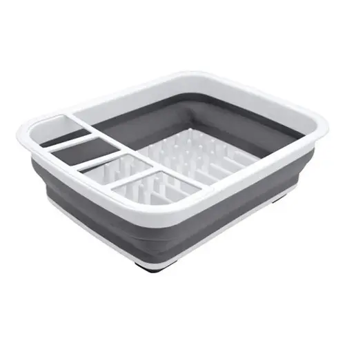 Escorredor De Louça Prato Retrátil De Silicone Organizador Cor Cinza