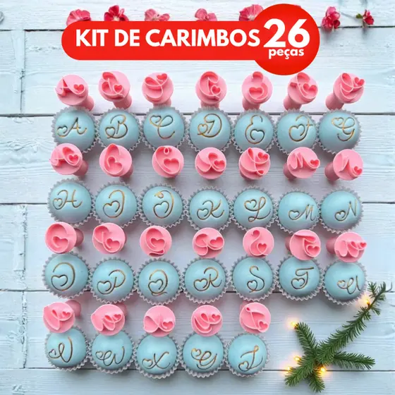 Kit Carimbos Para Doces Letras do Alfabeto Coração