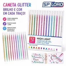 12/24/36/48 Canetas Gel Coloridas com Glitter Perfumado Tinta Glitter Metal Papelaria 8815