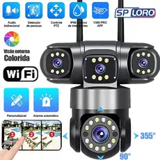 3 Lentes Câmera Wi-Fi panorâmica 360° sem pontos cegos para uso residencial e externo P16