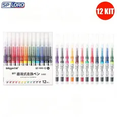 12 PCS Canetas Roller Ball Coloridas 0.5mm, Canetas Gel Coloridas para Escola ZS-7001-12