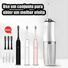 Kit Combo Escova Elétrica e Irrigador Oral Recarregável Higiene Bucal Completa