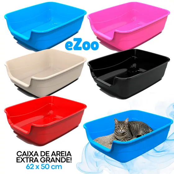 Caixa de Areia Furba Bandeja Higiênica Sanitária Extra Grande 62x50cm Jumbox para Gatos Petliz