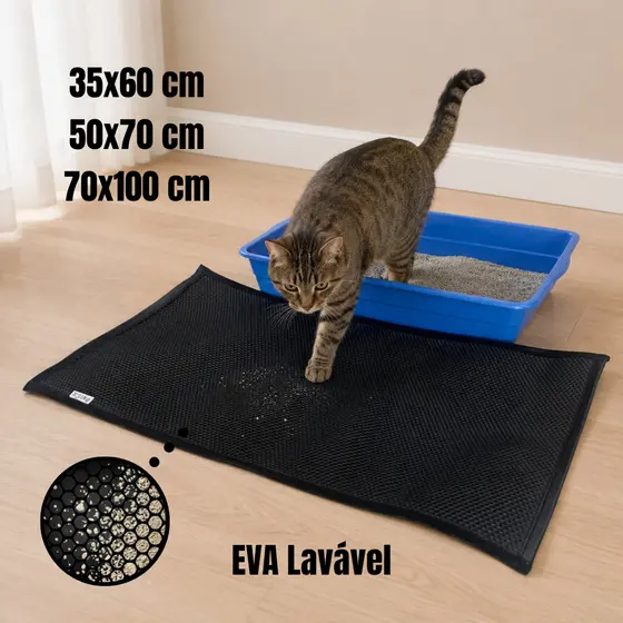Tapete Higiênico Coletor De Areia para Caixa de Areia de Gatos Anti Sujeira EVA 3 Tamanhos