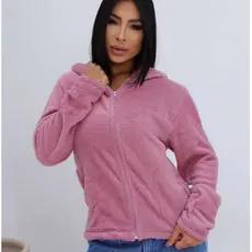 Jaqueta Feminina de Frio Ted Ultra Soft Casaco Pelinhos Veludo com Capuz e Zíper Peluciado Quentinho Felpudo