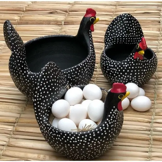 Galinha de Barro Porta Ovos - 12 ovos / 24 ovos / 36 ovos