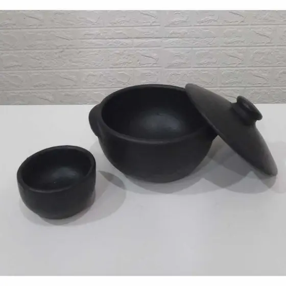 Panela de Barro Capixaba 1000ml + Cumbuca Para Molho 500ml JÀ CURADA  * COM GARANTIA DE FABRICA*