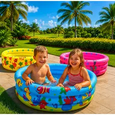 Piscina Infantil Inflável 3 Anéis Redonda Bebê Verão 60 cm 40 Litros
