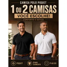 Kit Camisas com 1 ou 2 unidades Polo Masculina Piquet Premium Manga Curta Casual Gola Botão  Do P ao GG