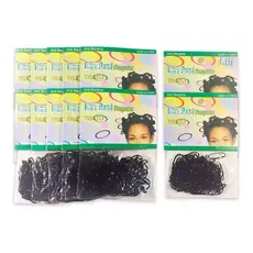 12 Packs of mini silicone elastics ponytail hair clip in packets