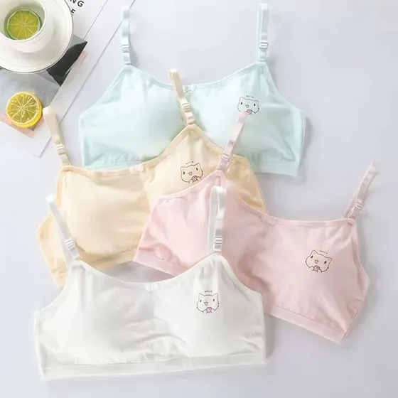 Kit 2 Puberdade Adolescente Sutiã De Algodão Macio Meninas Roupa Interior Respirável