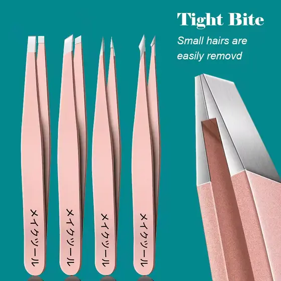 Pinça De Aço Inoxidável Para Remoção De Pelos Faciais De Sobrancelhas , Detritos , Ponta Angular De Cravos