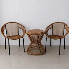 Kit 2 Cadeiras Cancun + Mesa Ampulheta na Fibra Ideal p/ Jardim, Quintal, Piscina e Varanda