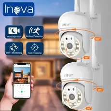 INOVA Câmera de Segurança À Prova D'água Externa/Interna  Gira 360°  Full HD  Áudio Bidirecional Wi-Fi (2.4G/5G)