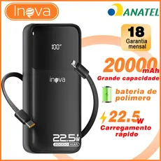 INOVA power bank 20000 mah turbo Carregador Portátil Universal Original Com cabo de dados 10000mAh