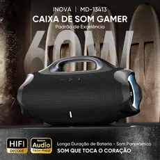 INOVA Caixa de Som Bluetooth Graves Potentes Som Estéreo Longa Duração da Bateria Ideal para Festa em Família RGB IPX6