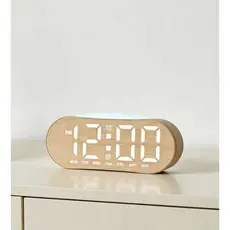 Relógio Digital LED USB com Despertador Calendário Display Grande 12/24H para Quarto Mesa Escritório