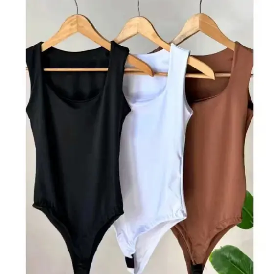 Body Feminino Suplex Premium Decote Quadrado Com Forro Básico Zero Transparência