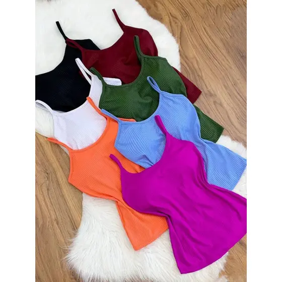 Regatas Blusinha feminina alça regulável com bojo basiquinhas para o verão