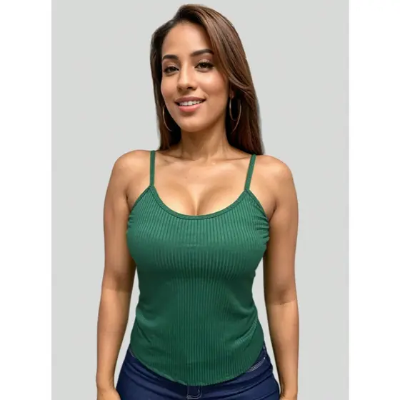 Blusas Feminina Regata de Alça Fina Ribana Canelada Basica Alcinha Blusinha Slim Verão Promoção
