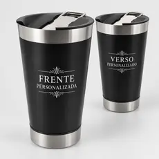 Copo Térmico Inox Personalizado 473ml Frente E Verso Com Tampa E Abridor