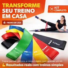 Kit 5 Faixas Elásticas Mini Band Resistência para Treino Pilates Yoga Academia Fisioterapia