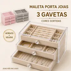 Porta Joia Acrílico Luxo Veludo 3 Camadas Brinco Anel Colar Compartimento Caixa De Jóias 3 Gavetas